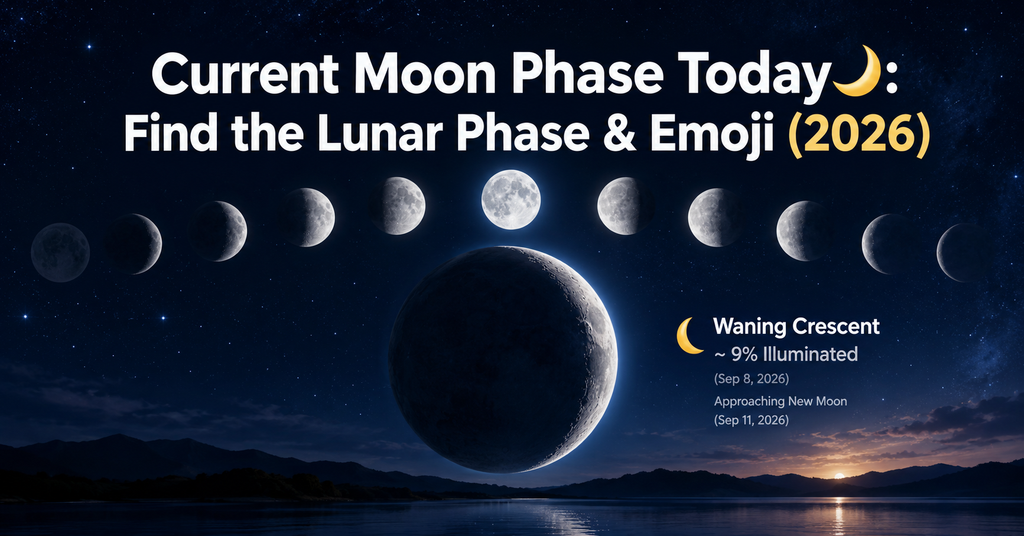 Current Moon Phase Today🌙: Find the Lunar Phase & Emoji (2026)