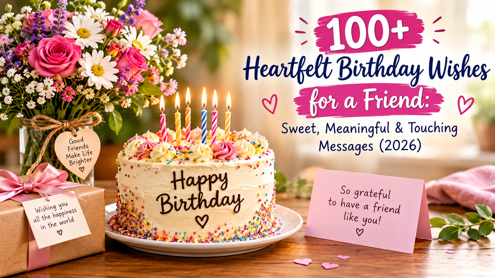 100+ Heartfelt Birthday Wishes for a Friend: Sweet, Meaningful & Touching Messages (2026)
